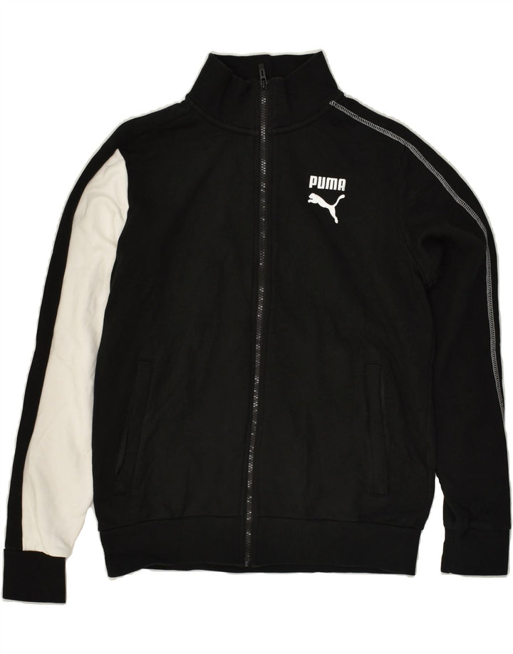 PUMA Mens Tracksuit Top Jacket Small Black Colourblock Cotton | Vintage Puma | Thrift | Second-Hand Puma | Used Clothing | Messina Hembry 