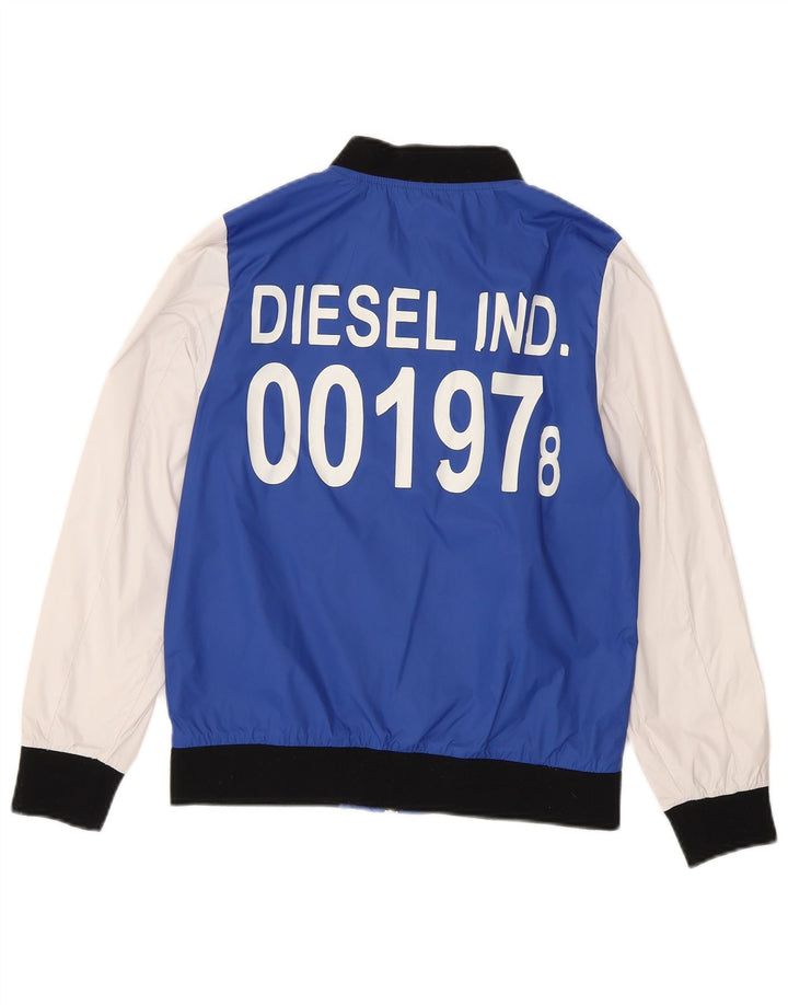 Giubbotto bomber grafico da ragazzo Diesel 11-12 anni in nylon color block blu