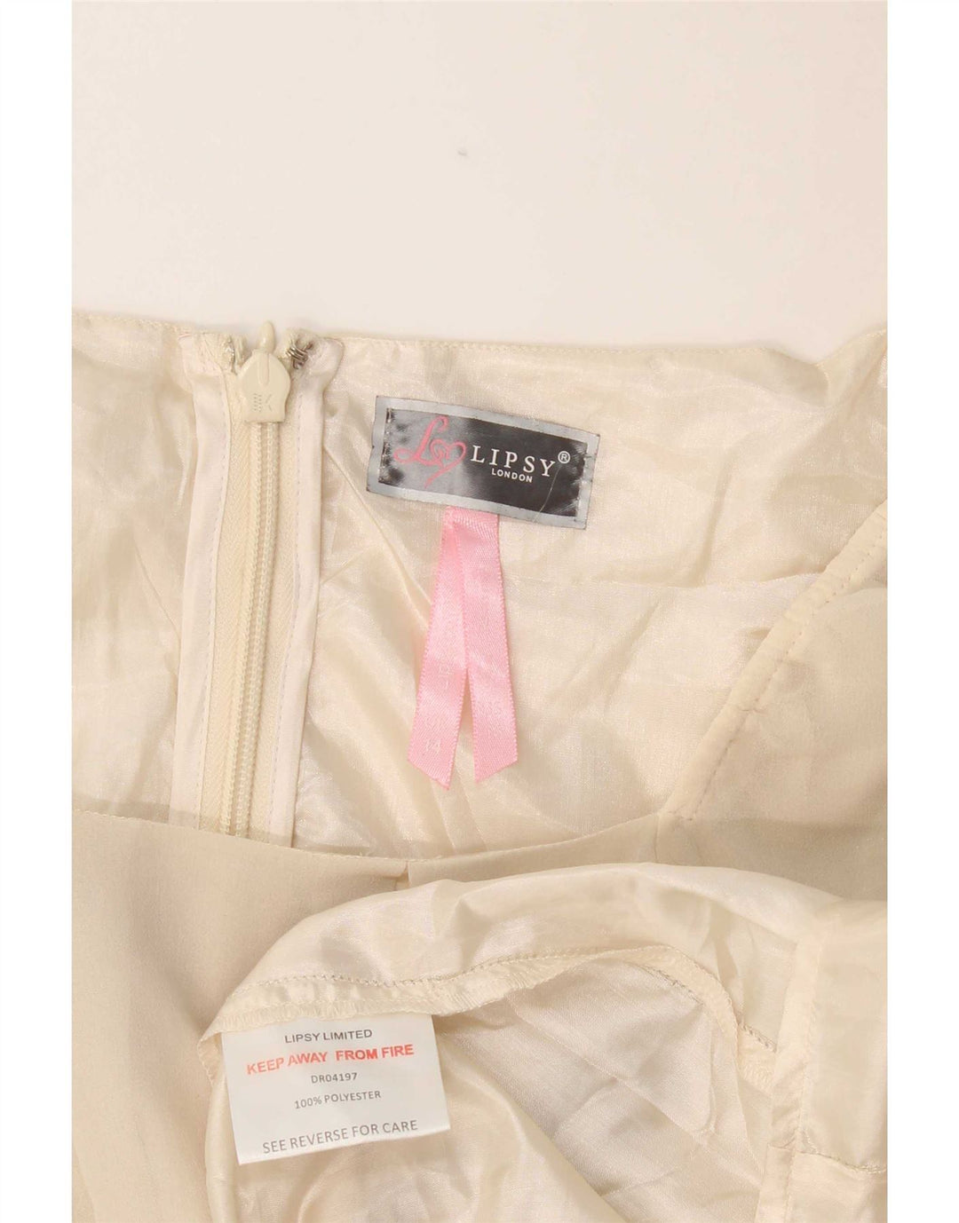 Abito a trapezio da donna Lipsy con maniche a 3/4 UK 14 Poliestere bianco sporco medio