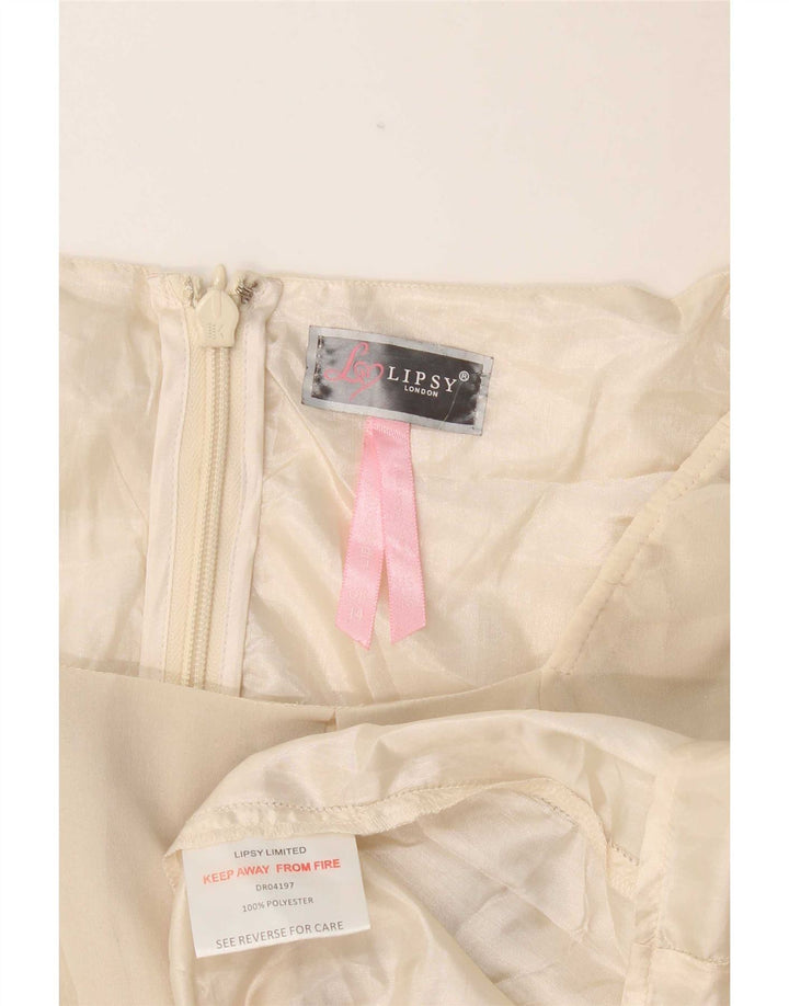 Abito a trapezio da donna Lipsy con maniche a 3/4 UK 14 Poliestere bianco sporco medio