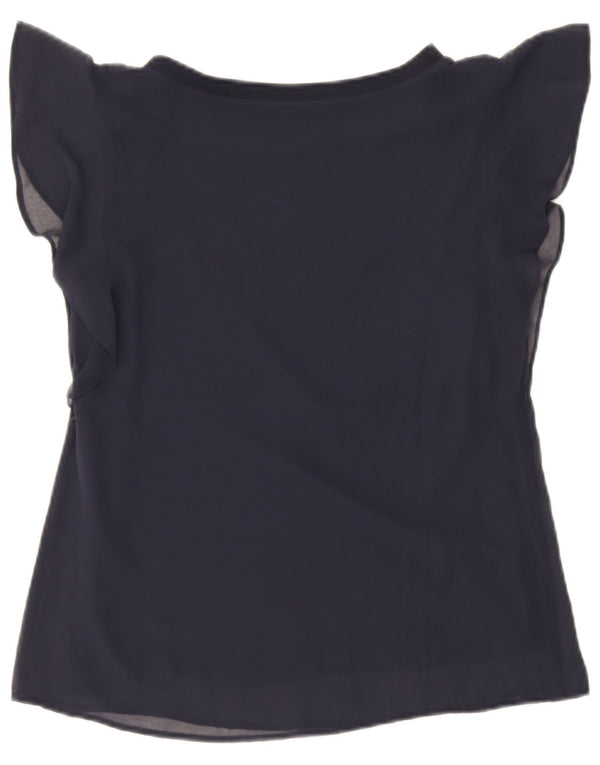 Top Zara da donna oversize in camicetta UK 6 XS in viscosa blu navy