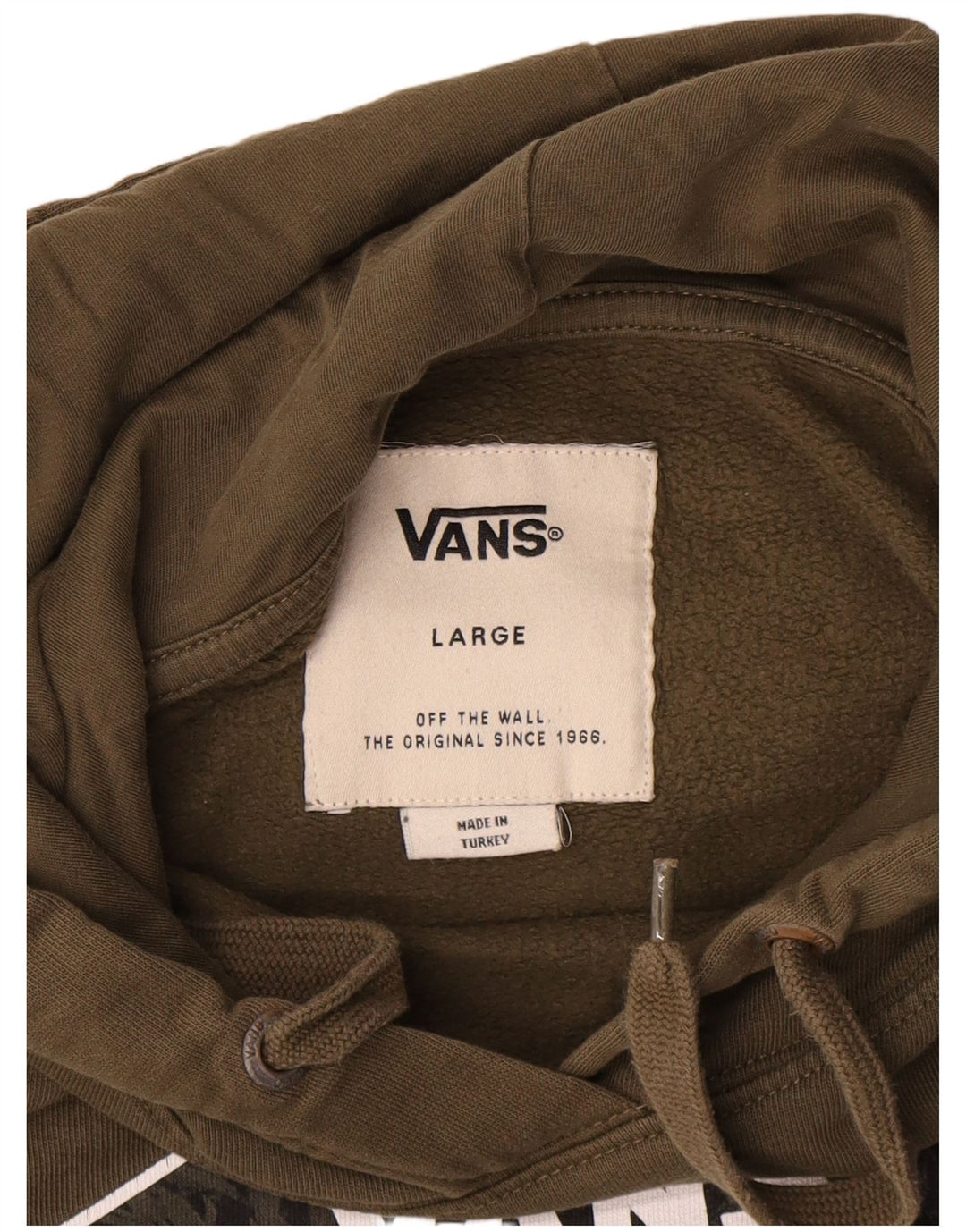 Felpa con cappuccio grafica da uomo Vans grande in cotone kaki