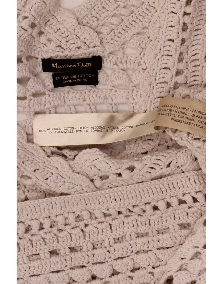 Massimo Dutti Camicetta oversize da donna all'uncinetto Top UK 6 XS Cotone beige