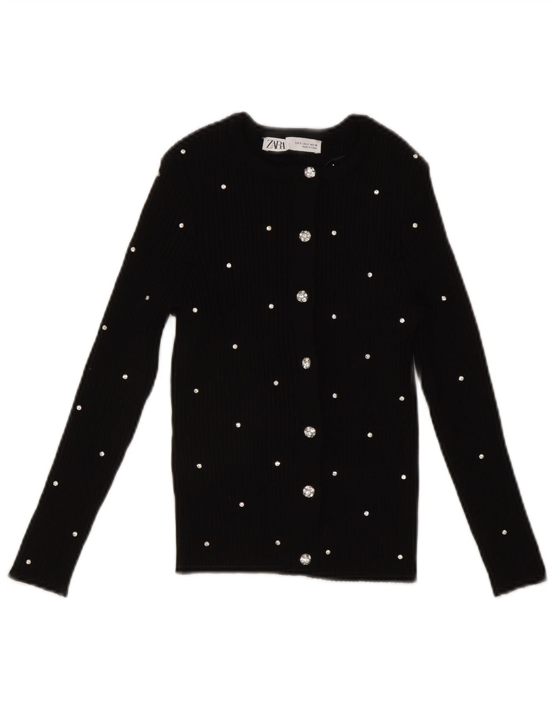 Top corto da donna Zara UK 8 piccolo nylon maculato nero