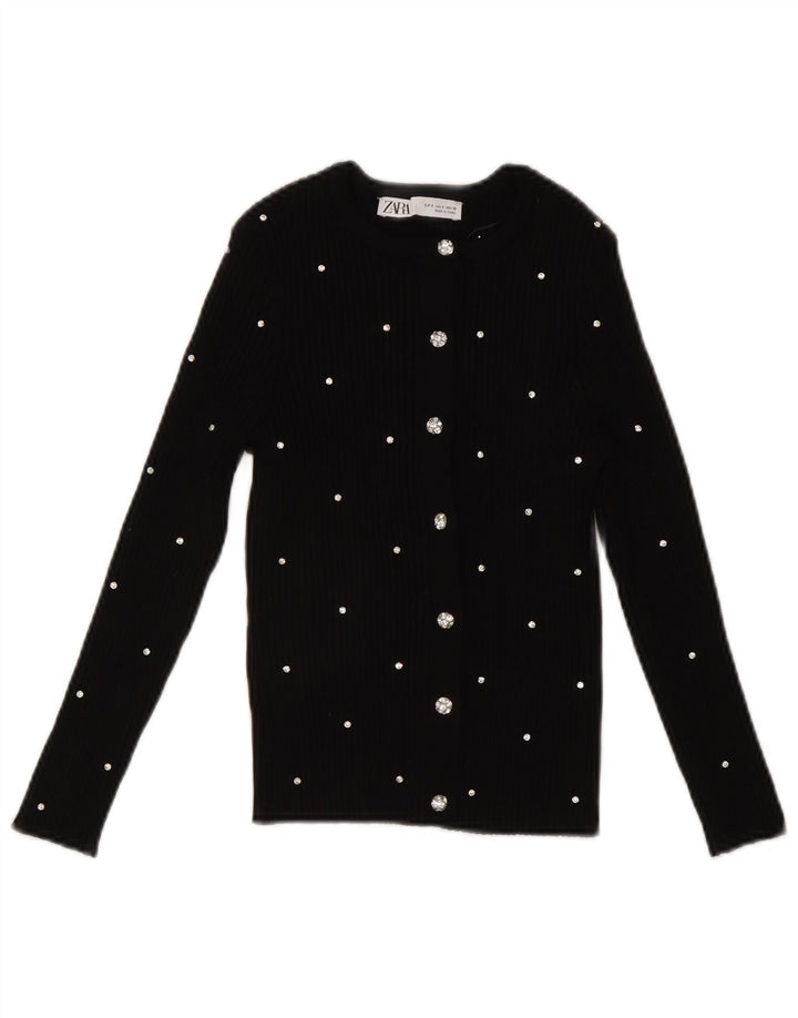 Top corto da donna Zara UK 8 piccolo nylon maculato nero