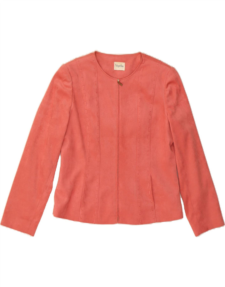 VIYELLA Womens Bomber Jacket UK 14 Large  Pink Polyester Vintage Viyella and Second-Hand Viyella from Messina Hembry 