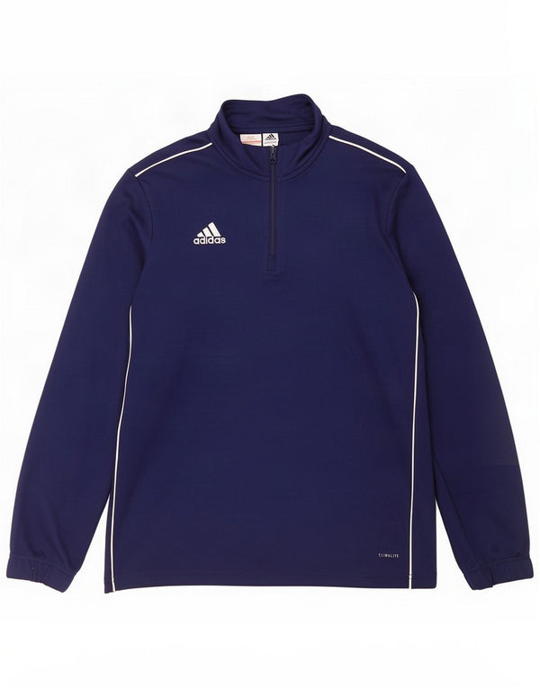 Adidas Top da tuta pullover con zip e collo Climalite da ragazzo 11-12 anni Blu navy