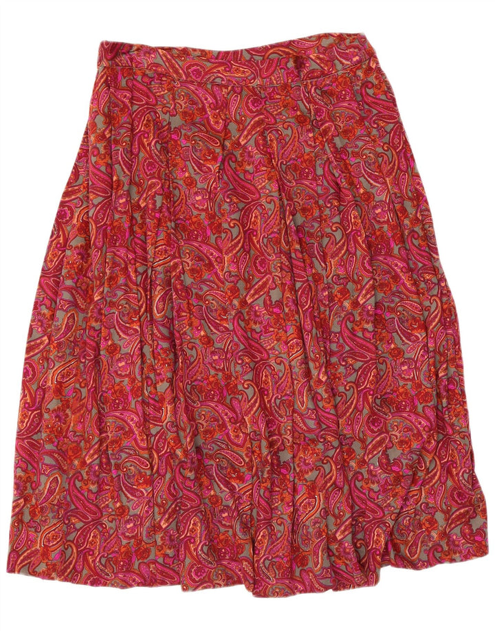 Gonna svasata da donna vintage W30 colore rosso medio con motivo cachemire
