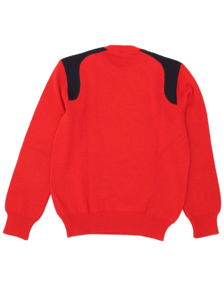 Maglione maglione girocollo da uomo Life Line Lana color block rosso medio