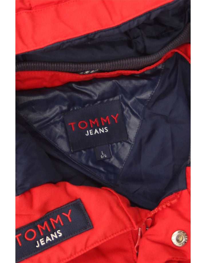 Giacca imbottita con cappuccio da uomo Tommy Hilfiger UK 40 grande poliestere rosso