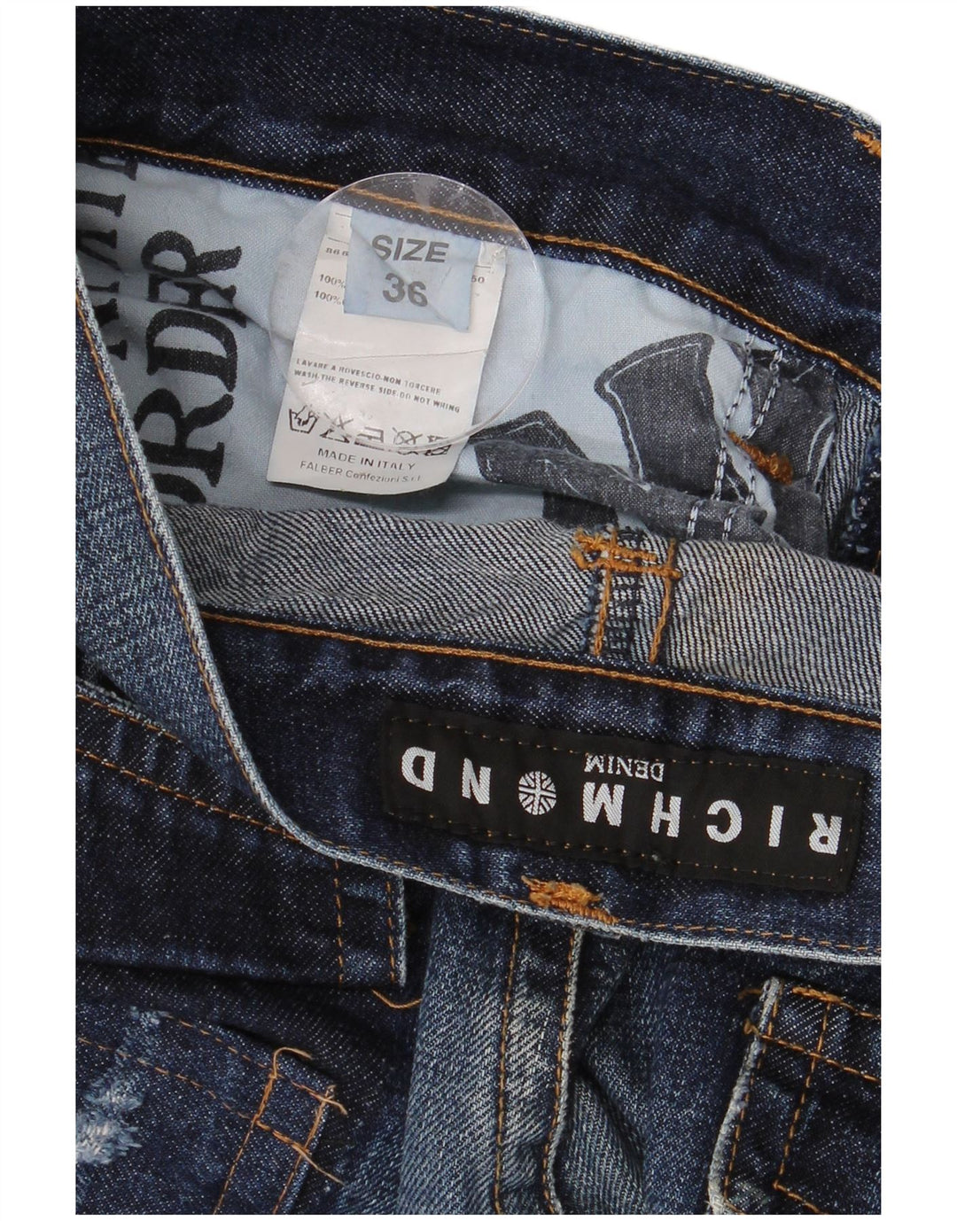 RICHMOND Jeans dritti invecchiati da donna W36 L27 cotone blu navy