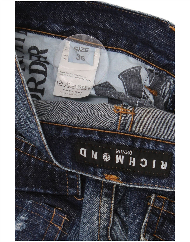RICHMOND Jeans dritti invecchiati da donna W36 L27 cotone blu navy