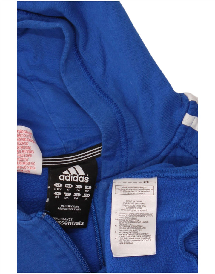 Maglione con cappuccio e zip ADIDAS per ragazzi 11-12 anni in cotone blu