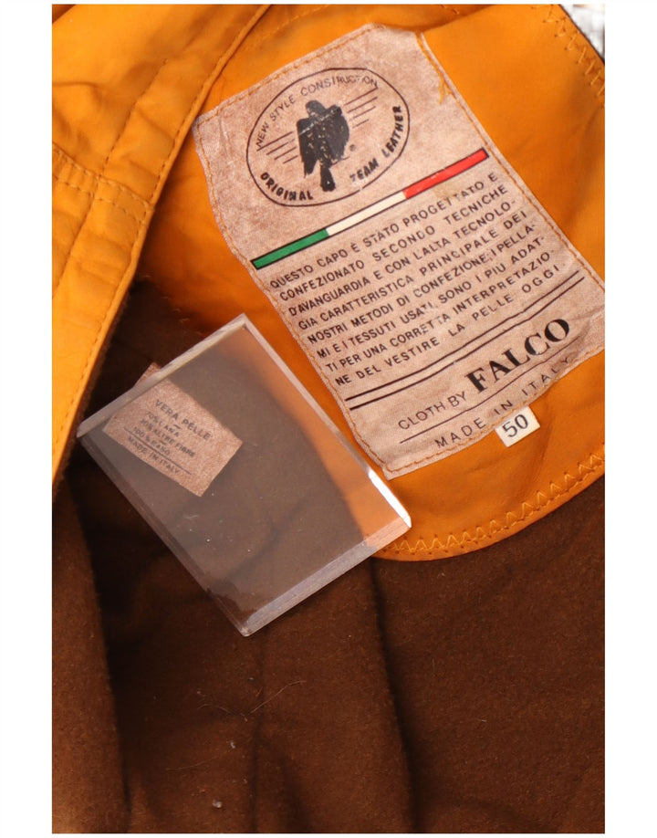 Giacca in pelle vintage da uomo IT 50 grande in pelle marrone