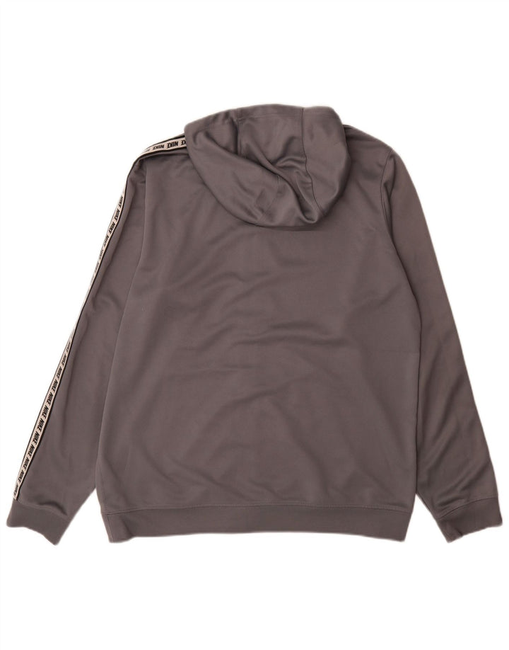 Felpa con cappuccio e zip grafica Nike da uomo, grande, in poliestere color block grigio
