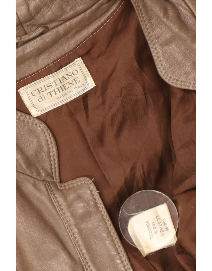 Giacca in pelle da donna Cristiano Di Thiene UK 14 Pelle marrone medio
