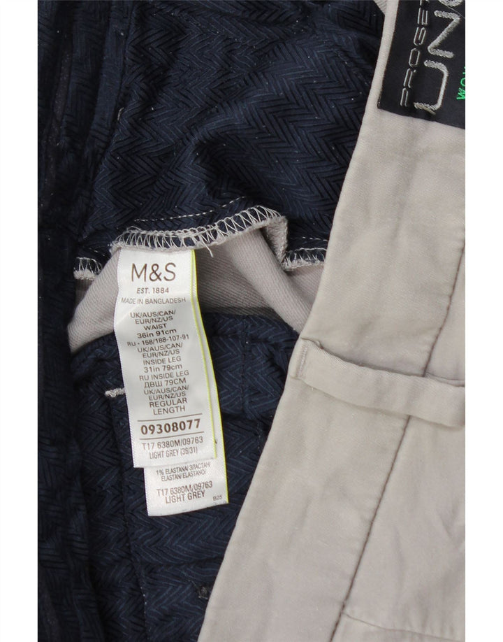 Pantaloni chino vestibilità regolare da uomo Marks & Spencer W36 L31 cotone grigio
