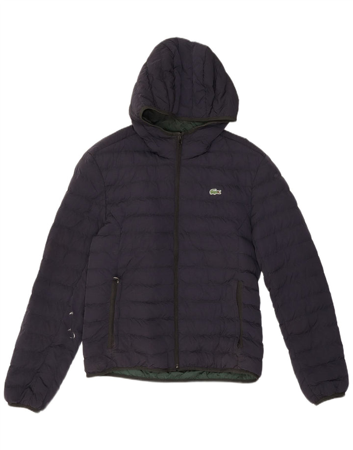 Giacca imbottita con cappuccio da uomo Lacoste taglia 50 media blu navy in poliammide