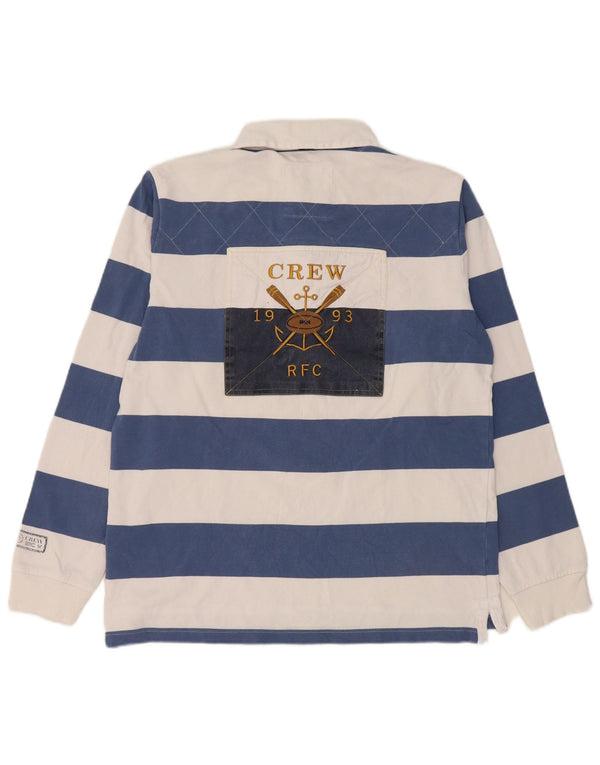 Crew Clothing Polo da rugby grafica da uomo a maniche lunghe a righe blu medio
