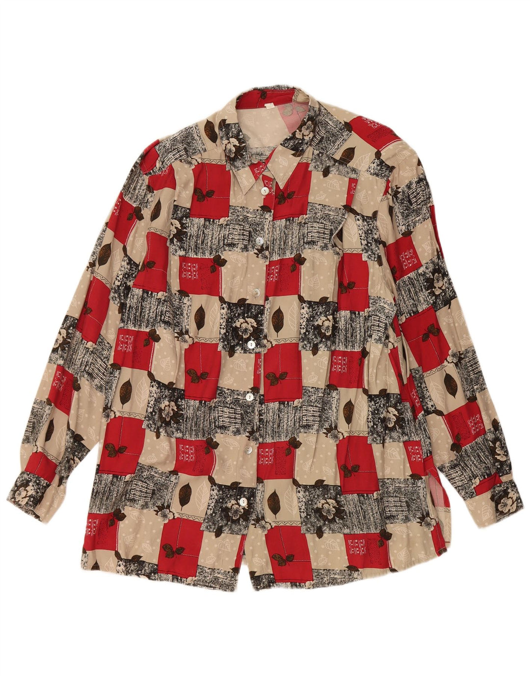 Camicetta camicia da donna VINTAGE UK 20 2XL Viscosa floreale multicolore