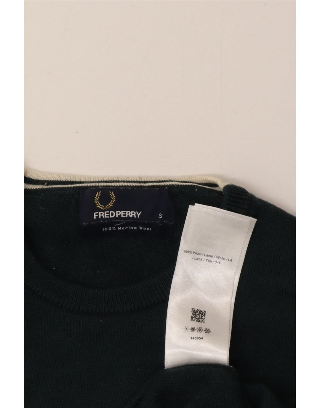 Maglione maglione girocollo da uomo Fred Perry piccolo in lana verde