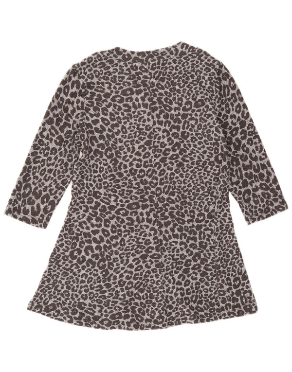 Marks & Spencer Womens A-Line Dress UK 12 Medium Grey Animal Print
