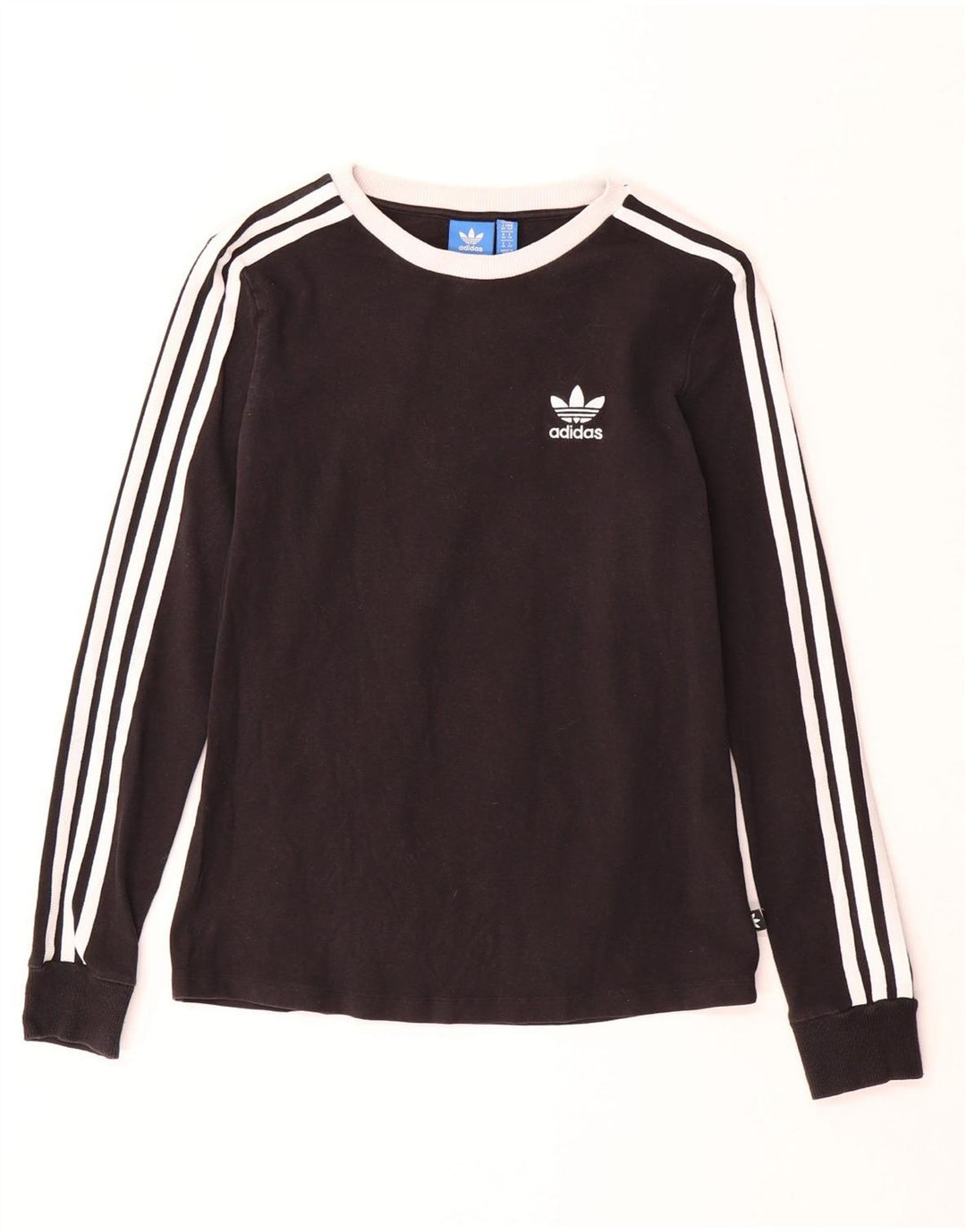 Top ADIDAS da donna a manica lunga UK 10 piccolo cotone nero