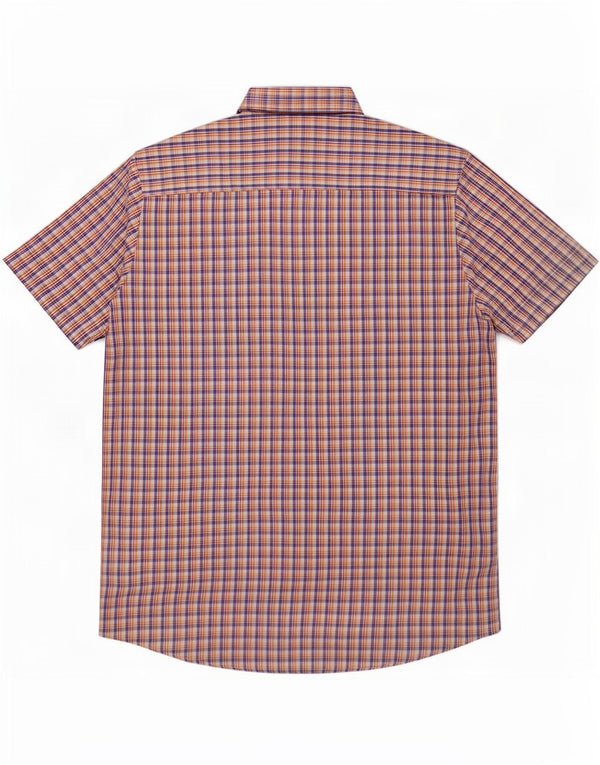 Camicia a maniche corte da uomo Ascot Sports XL in cotone a quadri blu