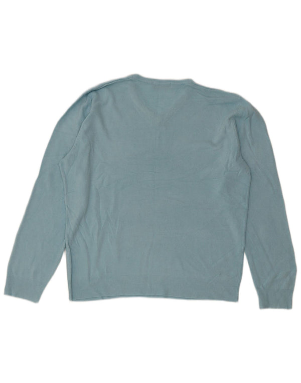 Marks & Spencer Maglione da uomo con scollo a V blu Harbour grande acrilico