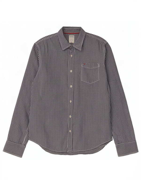 Camicia da uomo Tommy Hilfiger grande in cotone a quadretti blu navy