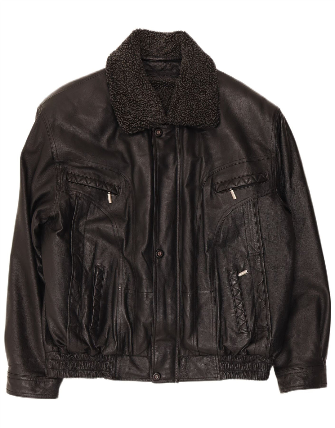 Giubbotto bomber vintage da uomo in ecopelle UK 40 grande poliestere nero