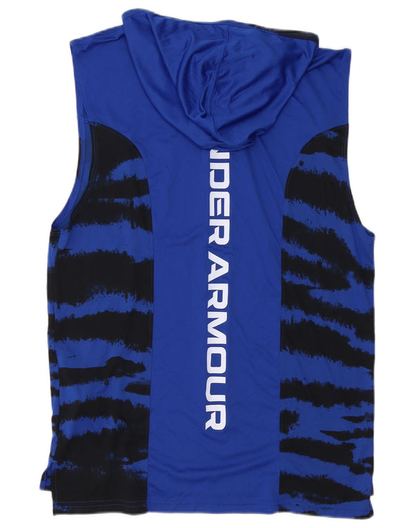 Under Armour Canottiera grafica da uomo con cappuccio, grande poliestere blu con stampa animalier
