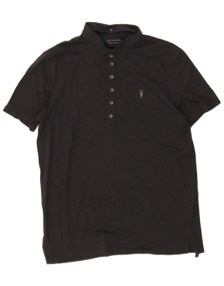 Polo da uomo All Saints in cotone nero medio