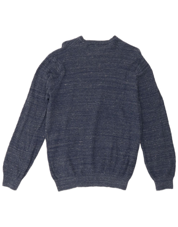 Maglione maglione girocollo da uomo Marks & Spencer XL cotone gessato blu navy