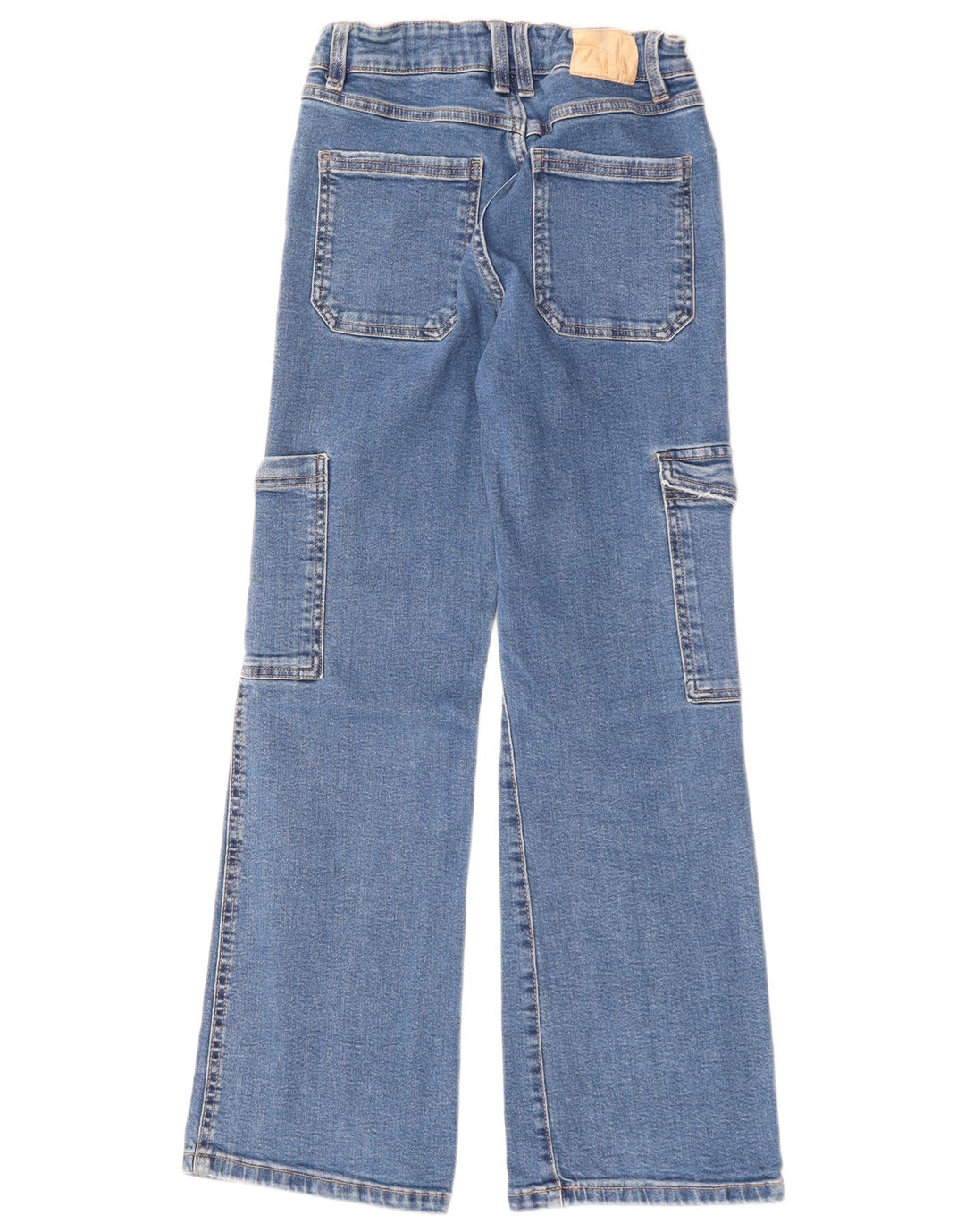 ZARA Jeans a Gamba Larga a Vita Alta da Bambino 13-14 Anni W26 L28 Cotone Blu
