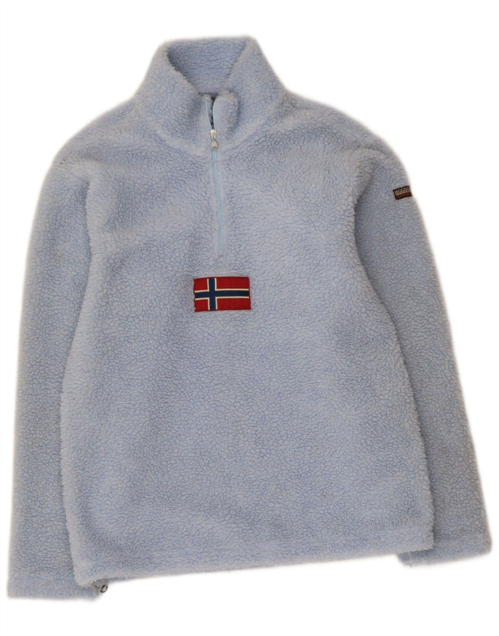 Maglione in pile da uomo Napapijri con collo con zip geografica, piccolo in poliestere blu