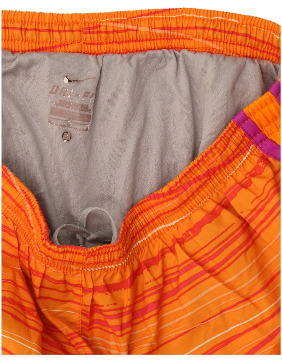 Pantaloncini sportivi Nike Dri Fit da donna UK 12 a righe arancioni medie