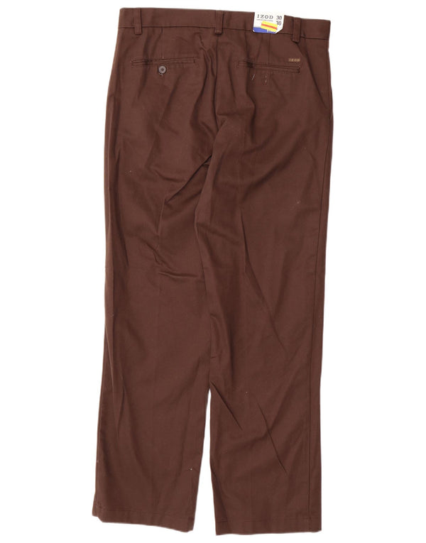 Pantaloni chino dritti da uomo IZOD W30 L30 in cotone marrone