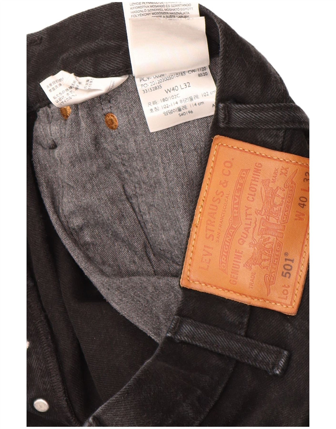 Levi's Uomo 501 Jeans dritti W40 L32 Cotone Nero