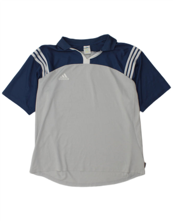 Polo Adidas Climalite da uomo XL in poliestere color block blu navy