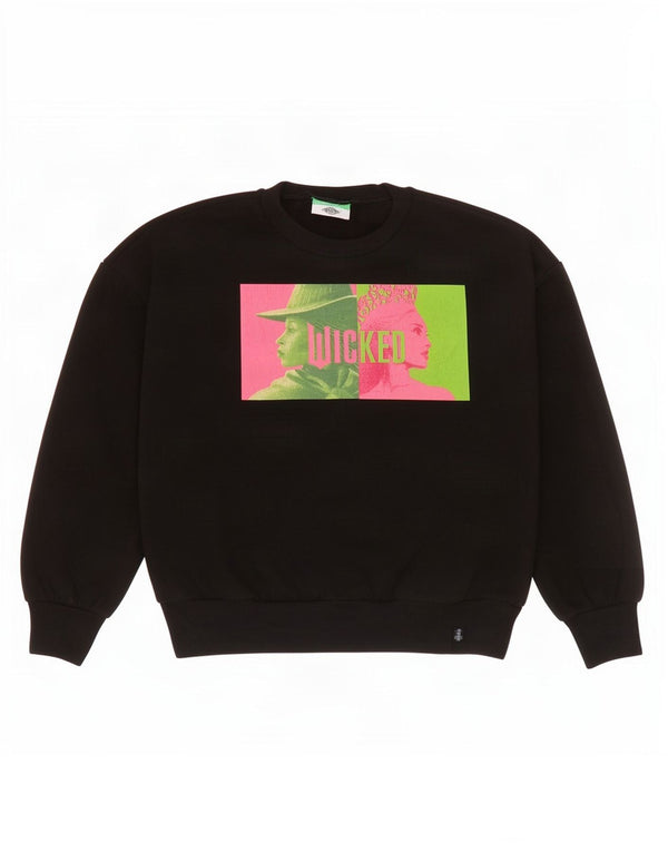 Felpa da bambina con grafica Wicked Benetton 10-11 anni XL in cotone nero