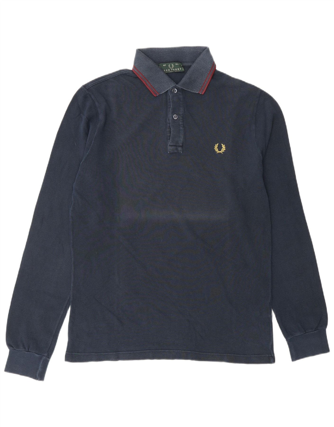 Polo da uomo a maniche lunghe Fred Perry in cotone blu navy medio