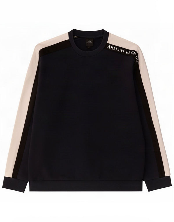 Armani Exchange Felpa con grafica da uomo Maglione XL Blu navy Colourblock
