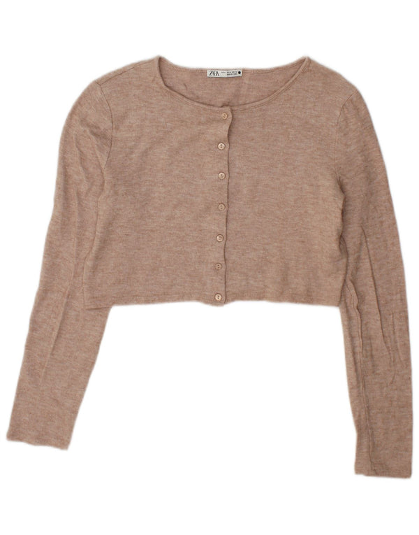 Maglione cardigan corto da donna Zara UK 14 Viscosa beige medio