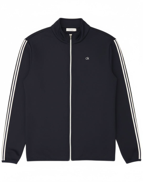 Giacca da tuta da uomo Calvin Klein grande in poliestere a righe blu navy