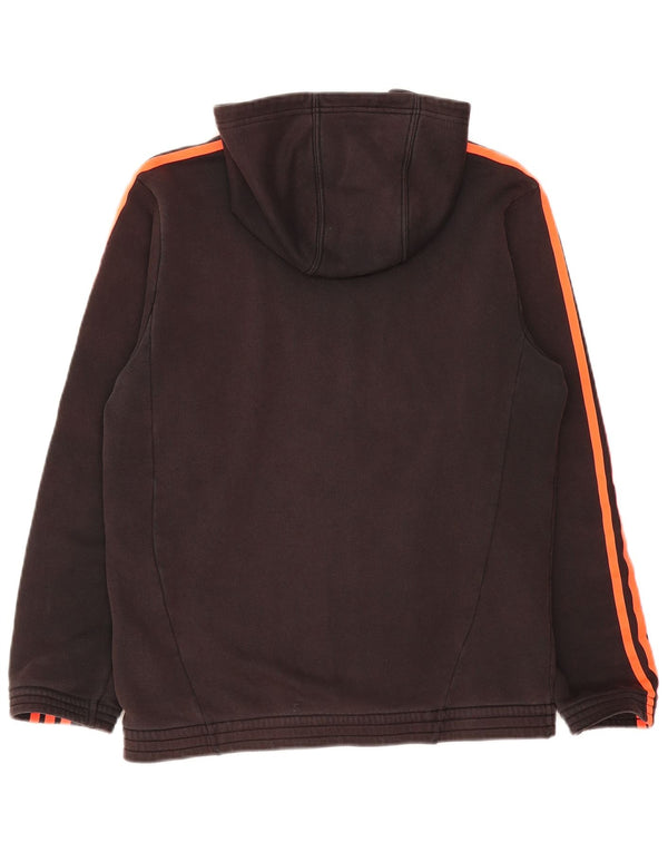 Maglione con cappuccio e zip da uomo Adidas in cotone color block medio nero