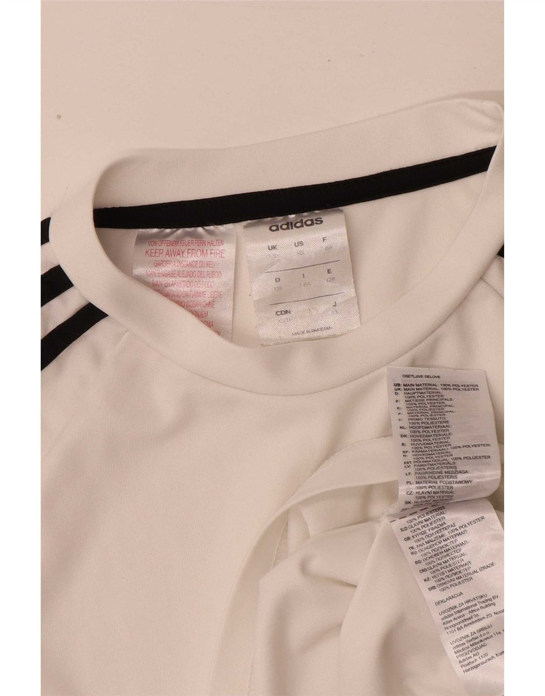 Maglietta Adidas Climalite da ragazzo, 7-8 anni, in poliestere bianco