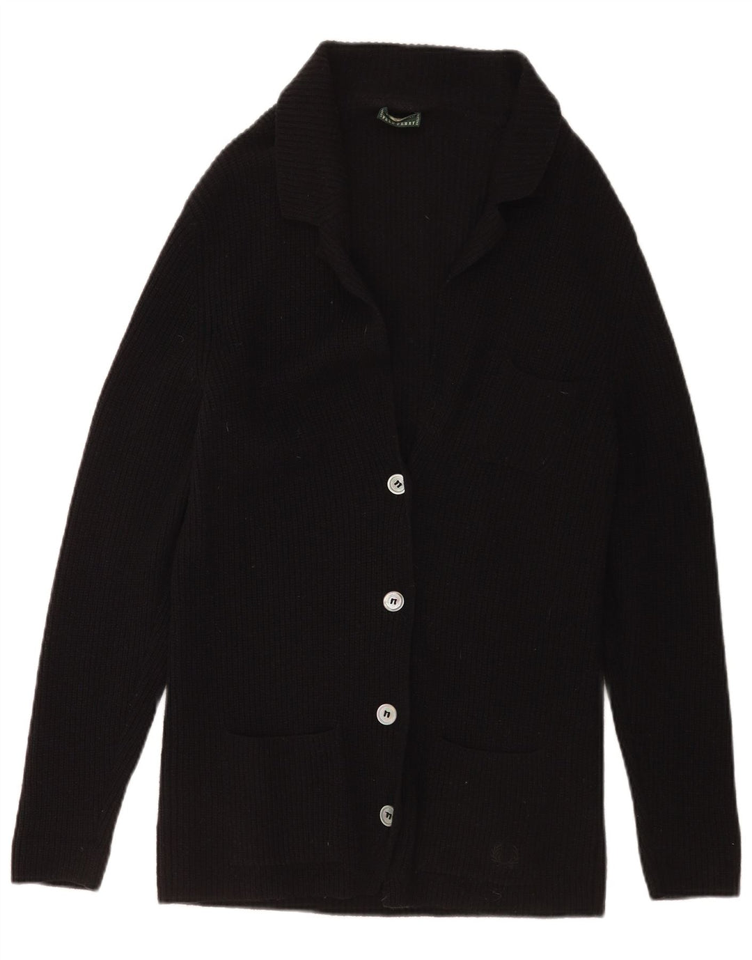 Maglione cardigan da donna Fred Perry UK 20 2XL Lana nera