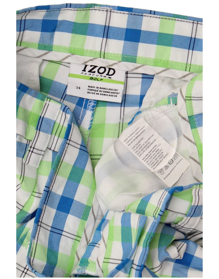Pantaloncini chino da golf da uomo IZOD W34 poliestere grande a quadri multicolore