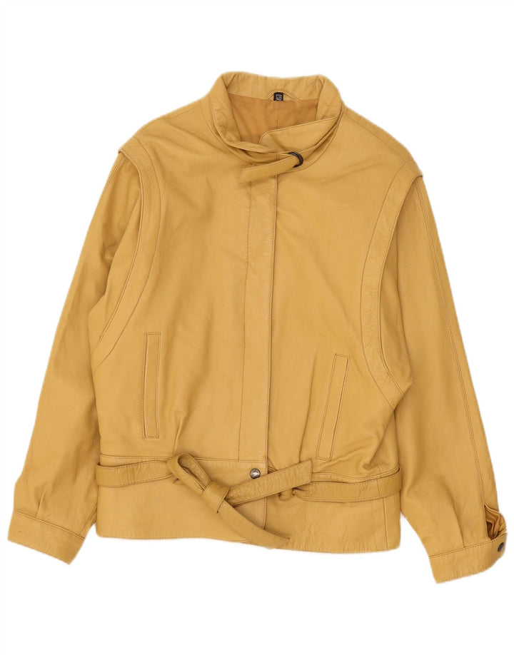 Giacca in pelle da donna vintage EU 40 in pelle gialla media